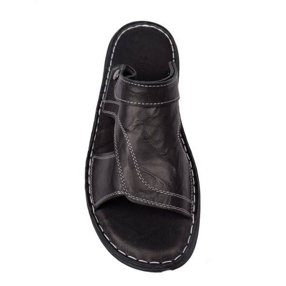 Apostolidis Shoes Δερμάτινη Παντόφλα/Πέδιλο 300 Μαυρο