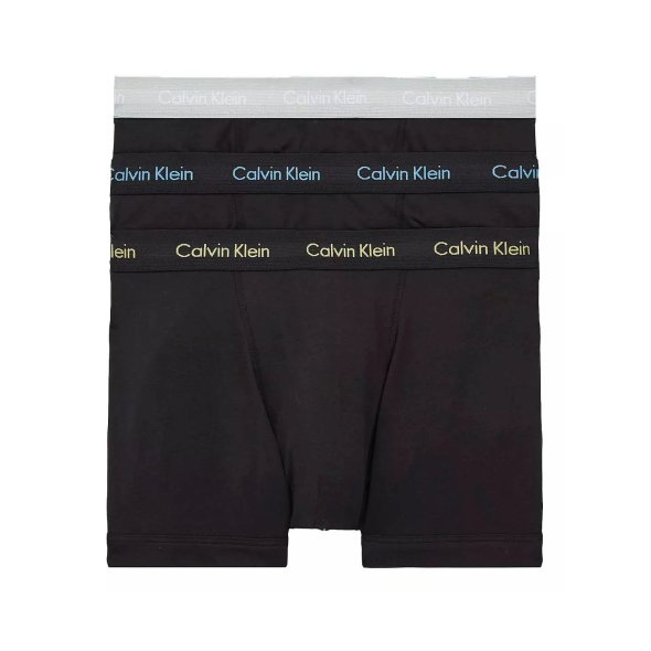 Calvin Klein 3 Pack Low Rise Cotton Stretch Trunks 0000U2662G 1TL B-Ocean Storm/Lime/Signature Blue