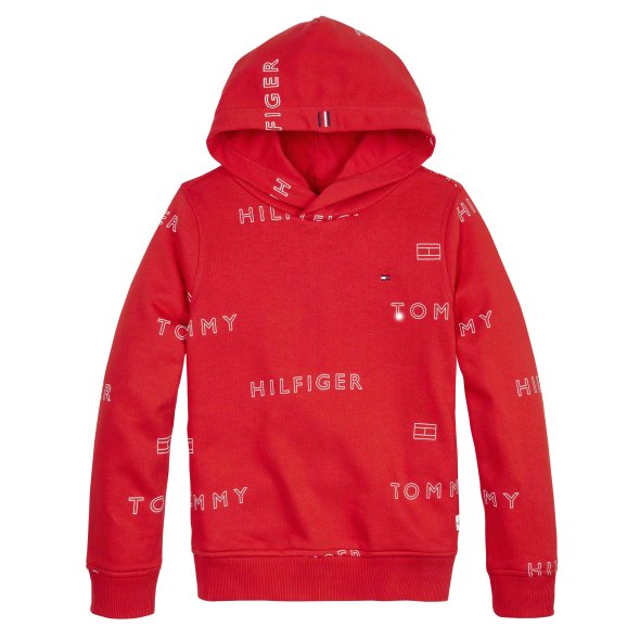 Tommy Hilfiger Kids Logo Repeat Hoodie KB0KB07652 XNL Deep Crimson