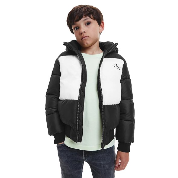 Calvin Klein Kids Colourblock Puffer Jacket IB0IB01332 BEH Black