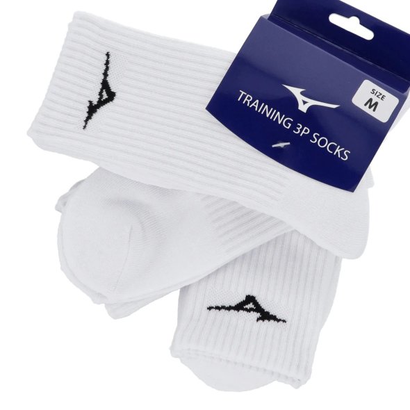 Mizuno 3Pairs Training Socks 32GX2505 01 White