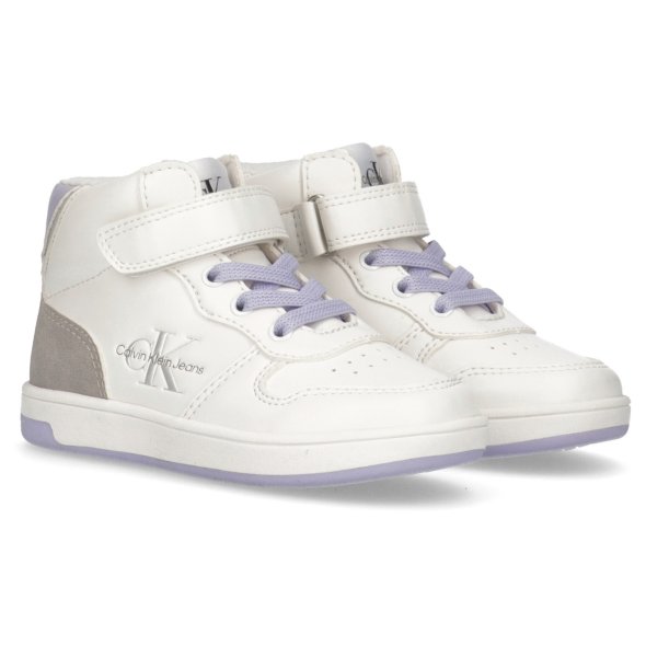 Calvin Klein Kids High Top Lace-Up/Velcro Sneaker V1A9-80240-1355 X923 White/Lilac