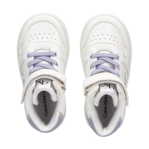 Calvin Klein Kids High Top Lace-Up/Velcro Sneaker V1A9-80240-1355 X923 White/Lilac