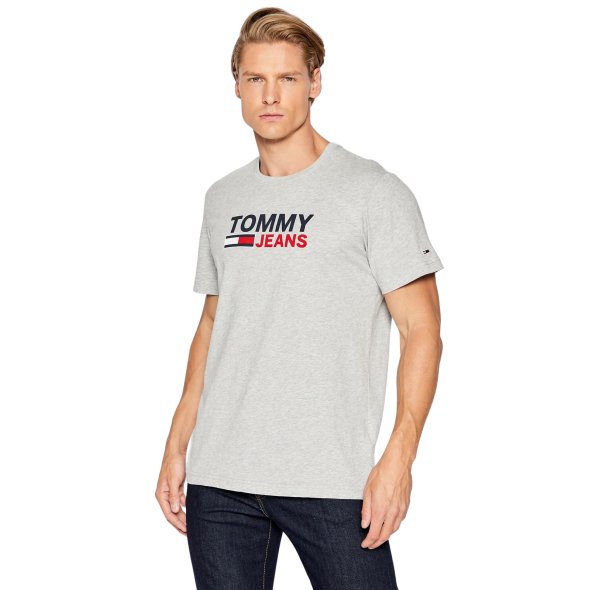 Tommy Hilfiger Tjm Corp Logo Tee DM0DM15379 P01 Lt Grey Htr
