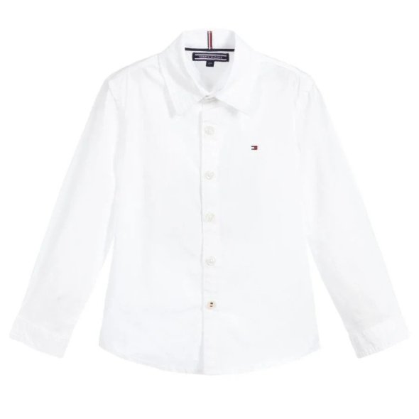 Tommy Hilfiger Solid Stretch Poplin Shirt KB0KB06965s YBR White