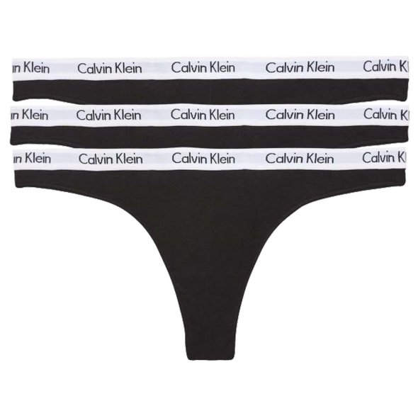 Calvin Klein 3 Pack Cotton Stretch Thongs QD3587E-001