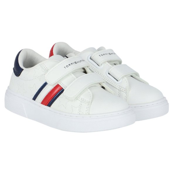 Tommy Hilfiger Kids Stripes Low Cut Velcro Sneaker T1A9-32694-1355 336 White/Blue
