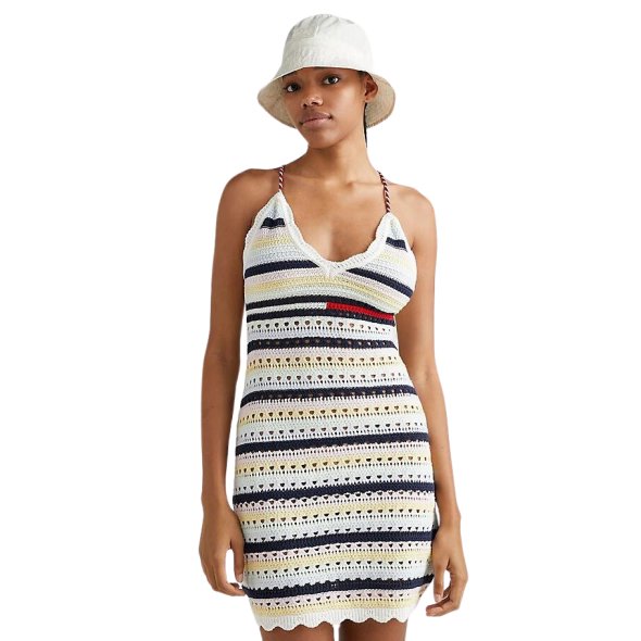 Tommy Hilfiger Tjw Ultra Mini Crochet Dress DW0DW15365 ZHO Lemon Zest/Multi