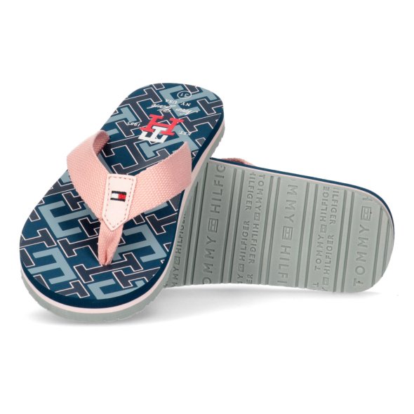 Tommy Hilfiger Logo Flip Flop T3A8-32786-0058 X893 Blue/Pink