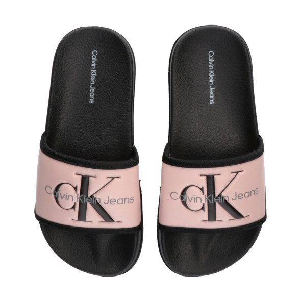 Calvin Klein Kids Logo Print Pool Slide V3A0-80528-1172 X966 Pink/Black