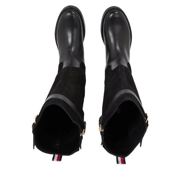 Tommy Hilfiger Δερμάτινες Μπότες Ιππασίας FW0FW07480 BDS Μαύρο