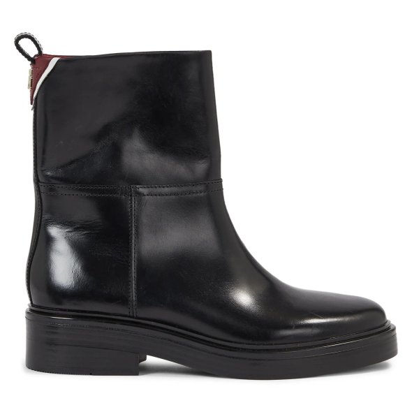 Tommy Hilfiger Δερμάτινο Μποτάκι Cool Elevated Ankle Bootie FW0FW07487 BDS Μαύρο