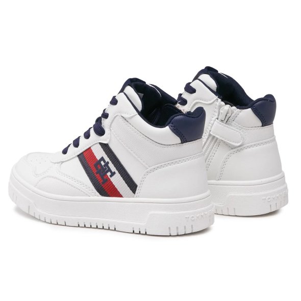 Tommy Hilfiger Kids High Top Lace Sneaker T3X9-33121-1355 A473 Λευκό