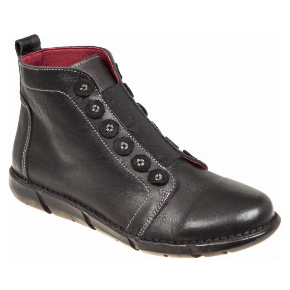 Apostolidis Shoes Γυναικείο Δερμάτινο Μποτάκι 30891 Leather Μαύρο