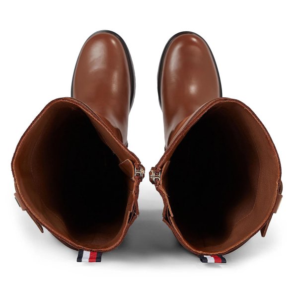 Tommy Hilfiger Δερμάτινες Μπότες Ιππασίας FW0FW07480 GTU Natural Cognac