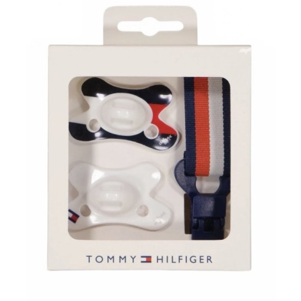 Tommy Hilfiger Baby Dummy 2 Pack With Clip KN0KN01602 YBR White