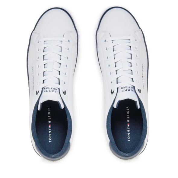 Tommy Hilfiger Ανδρικό Δερμάτινο Sneaker Th Hi Vulc Core Low Leather FM0FM05041 YBS Λευκό