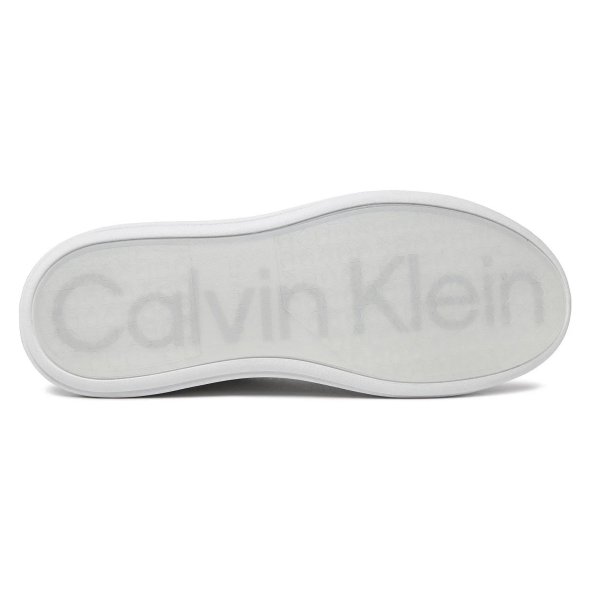 Calvin Klein Ανδρικό Δερμάτινο Sneaker Low Top Lace Up Pet HM0HM01288 0K8 Λευκό