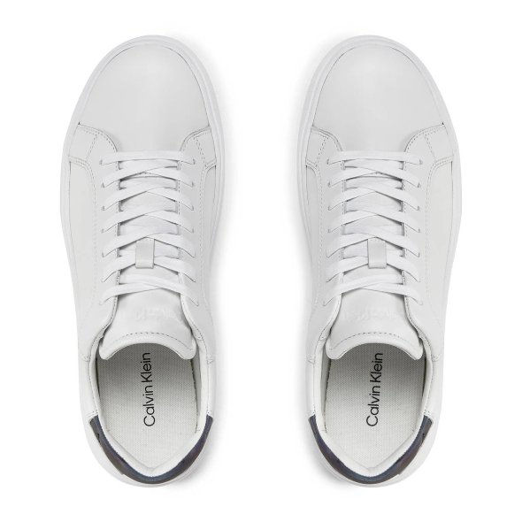 Calvin Klein Ανδρικό Δερμάτινο Sneaker Low Top Lace Up Pet HM0HM01288 0K8 Λευκό