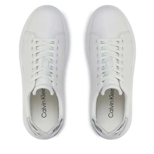 Calvin Klein Γυναικείο Sneaker Raised Cupsole Lace Up Lth Bt HW0HW02005 0K6 White/Silver