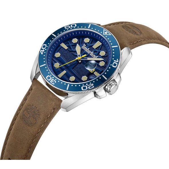 Timberland Ανδρικό ρολόι Carrigan TDWGB2230604 Brown Leather Strap