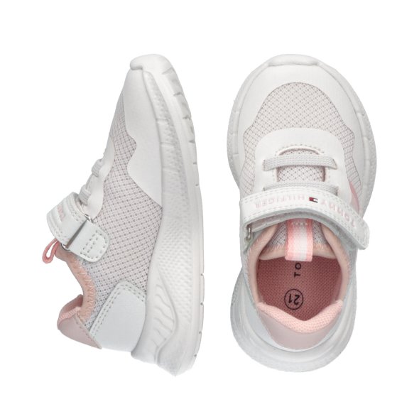 Tommy Hilfiger Kids Stripes Low Cut Lace-Up/Velcro Sneaker T1A9-33222-1697 X134 White/Pink