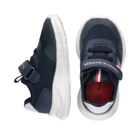 Tommy Hilfiger Kids Stripes Low Cut Lace-Up/Velcro Sneaker T1B9-33383-1697 X007 Blue/White
