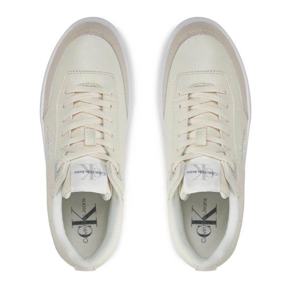 Calvin Klein Γυναικείο Δερμάτινο Sneaker Bold Flatform Low Lace YW0YW01316 0GF Creamy White/Eggshell