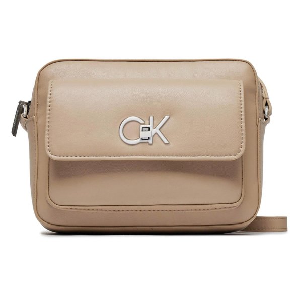 Calvin Klein Re-Lock Camera Bag W/Flap K60K611083 PFA Silver Mink Taupe
