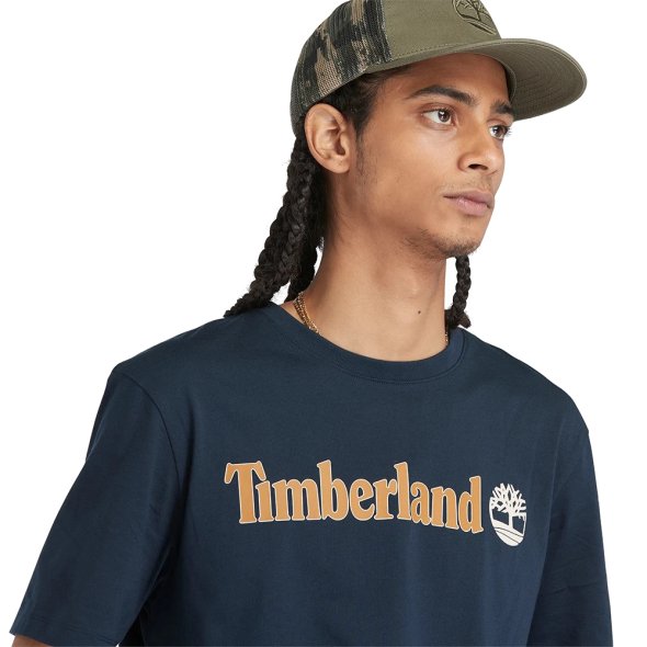 Timberland Linear Logo Short Sleeve A5UPQ 433 Regular Fit Μπλε