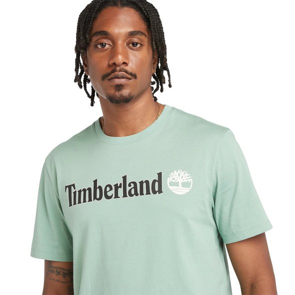Timberland Linear Logo Short Sleeve A5UPQ EW0 Regular Fit Mint Green