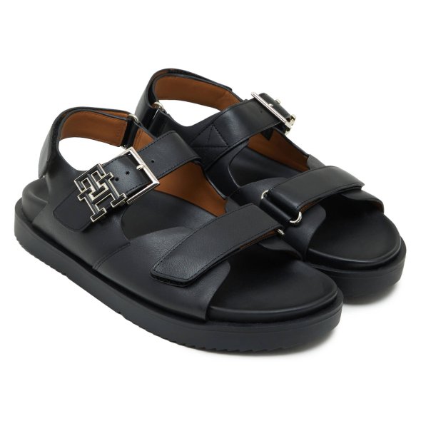 Tommy Hilfiger TH Hardware Leather Sporty Sandal FW0FW07736 BDS Black
