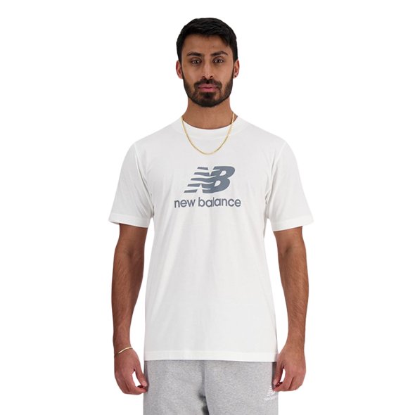 New Balance Ανδρικό Stacked Logo T-shirt MT41502 Λευκό Regular Fit