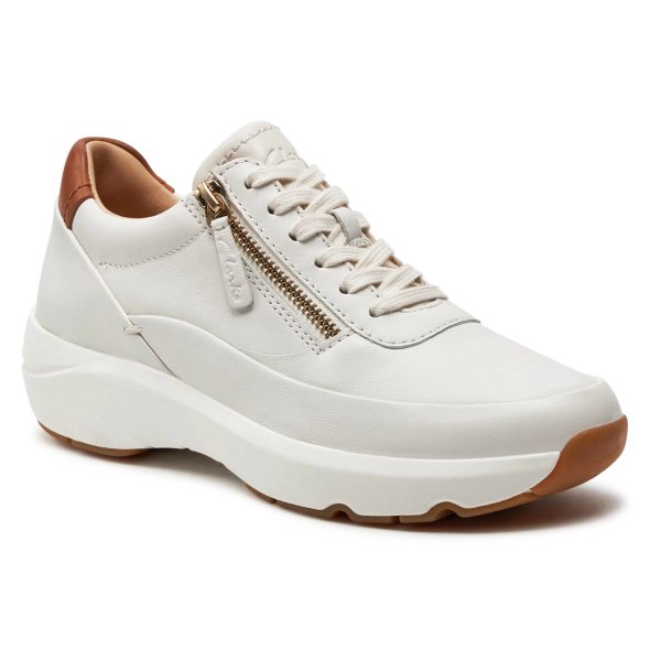 Clarks Γυναικείο Δερμάτινο Sneaker Tivoli Zip 26176650 Off White Leather