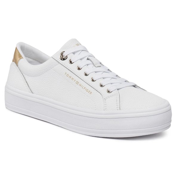 Tommy Hilfiger Γυναικείο Δερμάτινο Sneaker Essential Vulc Leather FW0FW07778 YBS Λευκό