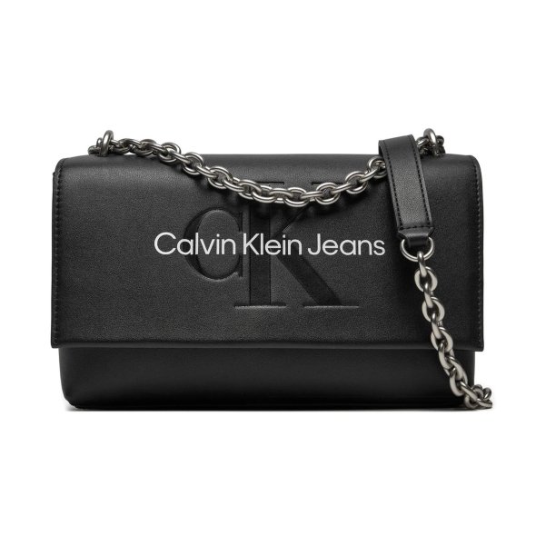 Calvin Klein Γυναικεία Τσάντα Sculpted Ew Flap Wichain25 Mono K60K612221 0GQ Black