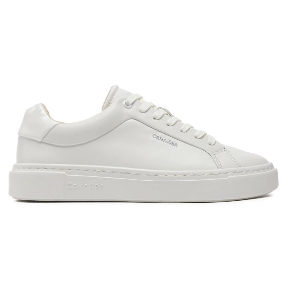 Calvin Klein Γυναικείο Δερμάτινο Sneaker FF Cupsole Leather HW0HW02119 0K4 White
