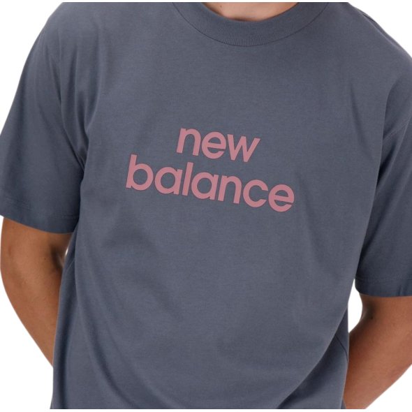 New Balance Ανδρικό T-Shirt Linear Logo Relaxed Tee MT41582 Σκούρο Γκρι