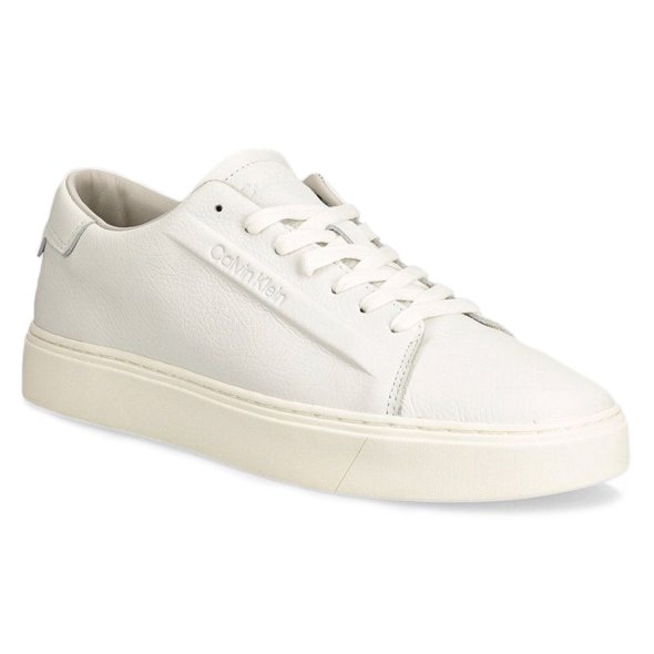 Calvin Klein Ανδρικό Δερμάτινο Sneaker Low Top Lace Up HM0HM01516 0K4 Λευκό