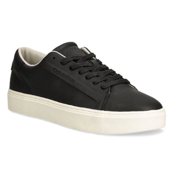 Calvin Klein Ανδρικό Δερμάτινο Sneaker Low Top Lace Up HM0HM01516 BEH Μαύρο