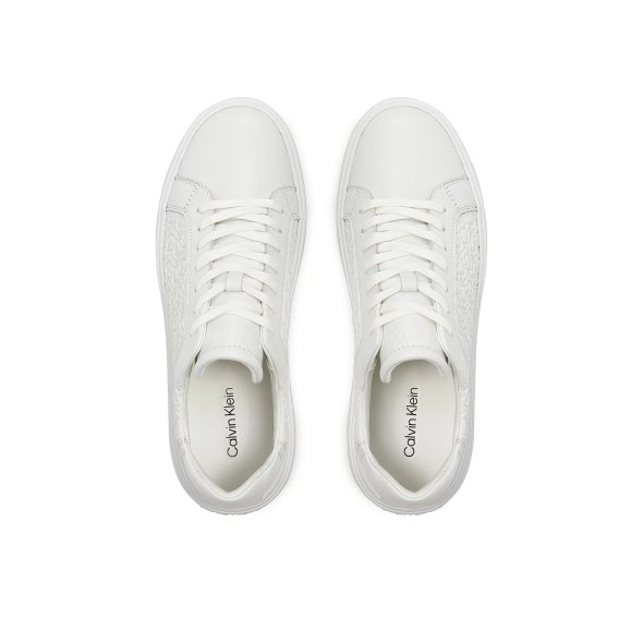 Calvin Klein Ανδρικό Δερμάτινο Sneaker Leather Monogram HM0HM01498 0LB White