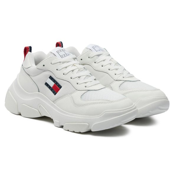 Tommy Hilfiger Γυναικείο Δερμάτινο Sneaker EN0EN02580 YBL Λευκό