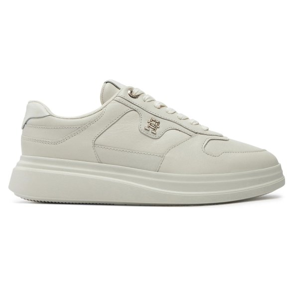 Tommy Hilfiger Γυναικείο Δερμάτινο Lux Pointy Court Sneaker FW0FW07991 YBH Ancient White