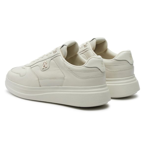 Tommy Hilfiger Γυναικείο Δερμάτινο Lux Pointy Court Sneaker FW0FW07991 YBH Ancient White