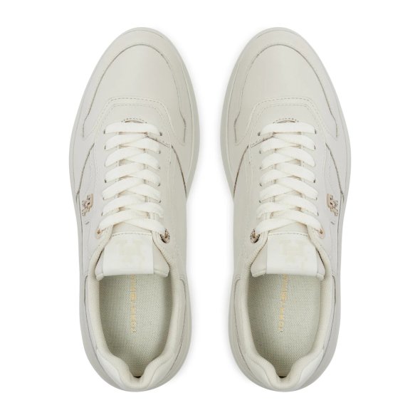 Tommy Hilfiger Γυναικείο Δερμάτινο Lux Pointy Court Sneaker FW0FW07991 YBH Ancient White