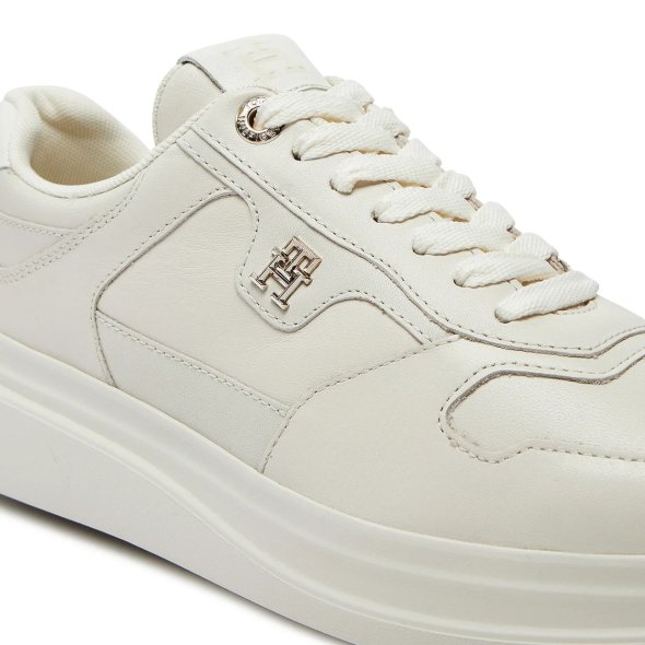 Tommy Hilfiger Γυναικείο Δερμάτινο Lux Pointy Court Sneaker FW0FW07991 YBH Ancient White