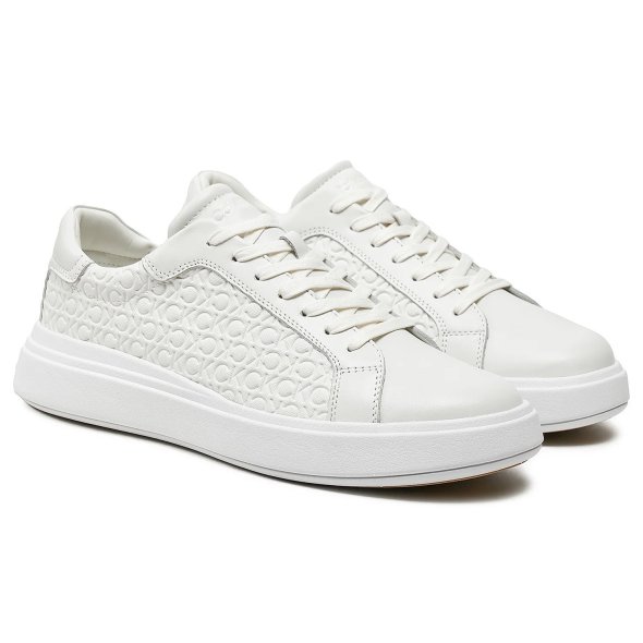 Calvin Klein Ανδρικό Δερμάτινο Sneaker Leather Monogram HM0HM01498 0LB White