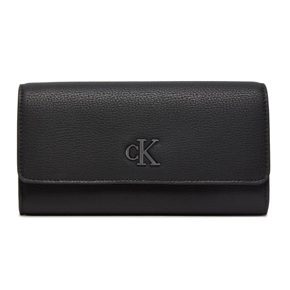 Calvin Klein Γυναικείο Πορτοφόλι Minimal Monogram Long Fold Snap K60K612267 0GR Black