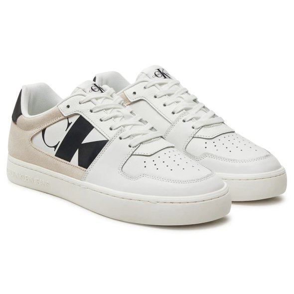 Calvin Klein Ανδρικό Δερμάτινο Sneaker YM0YM01002 01W Bright White/Black