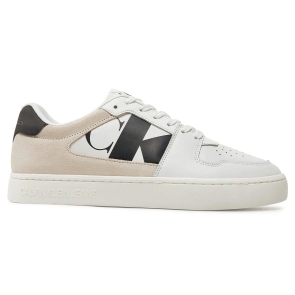 Calvin Klein Ανδρικό Δερμάτινο Sneaker YM0YM01002 01W Bright White/Black